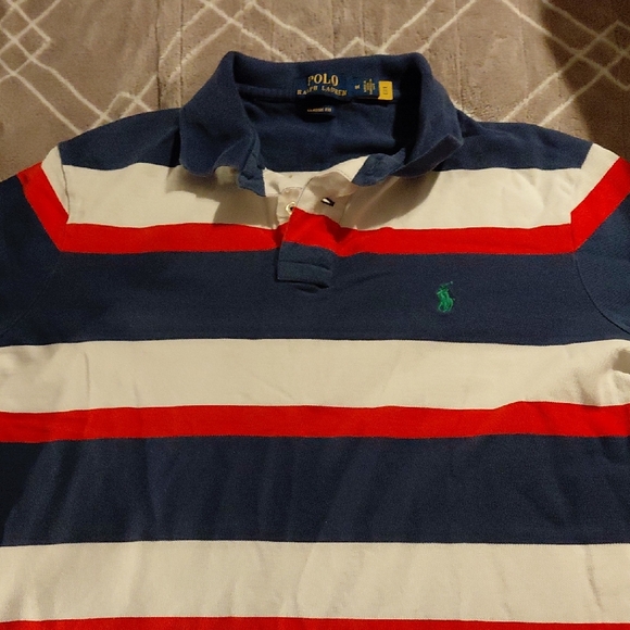 Ralph Lauren Tops - Ralph Lauren Navy and Red Striped Polo
